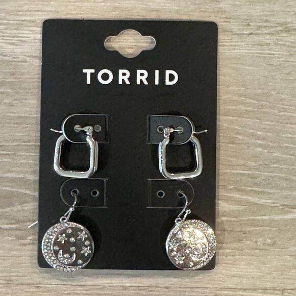 NEW Torrid Fashion Silver Tone Earrings 2 Pairs - Picture 1 of 5